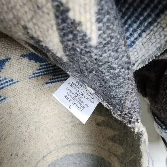 NWT La Miel Aztec Oversized Shacket Blue Grey Southwestern Frayed Hem Large - Picture 10 of 12